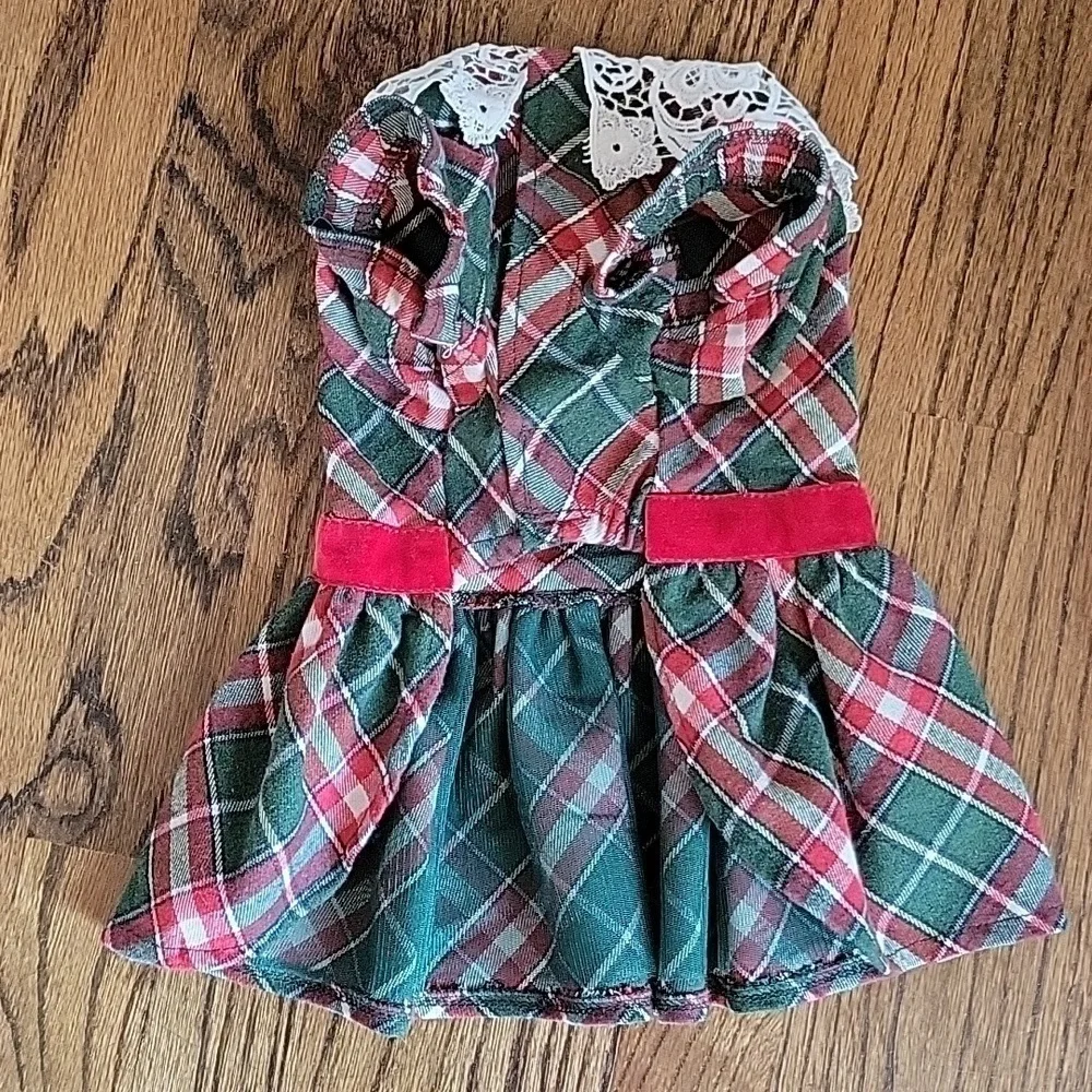 Bundle Christmas Gray Knit  Sweater Plaid Lace Tule Velvet Green Dress sz.S
